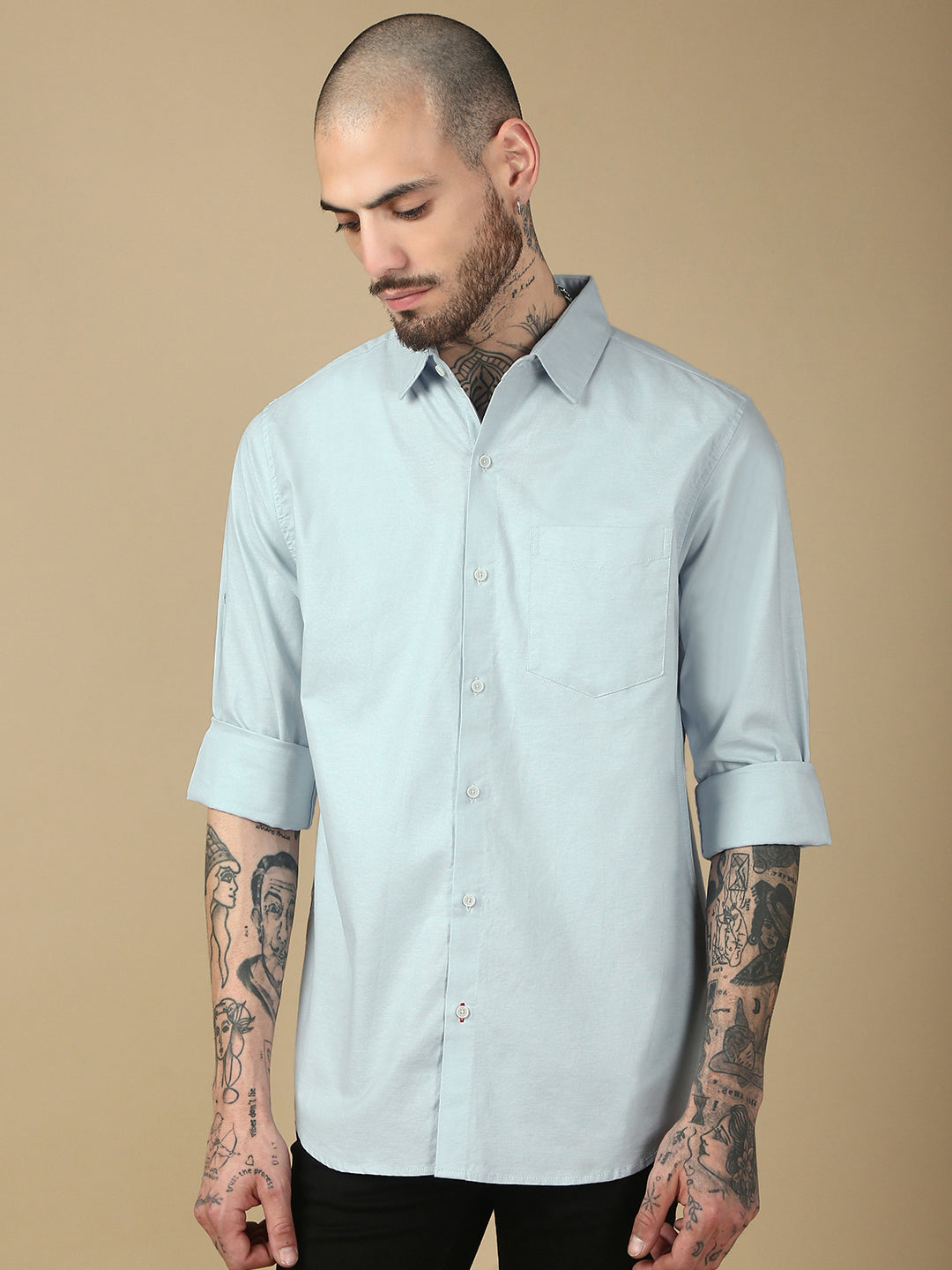 White Full Sleeve Slim Shirt With Pocket