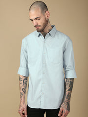 White Full Sleeve Slim Shirt With Pocket