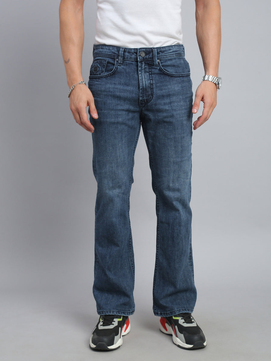 Ash Blue Boot Cut Fit Stretchable Jeans