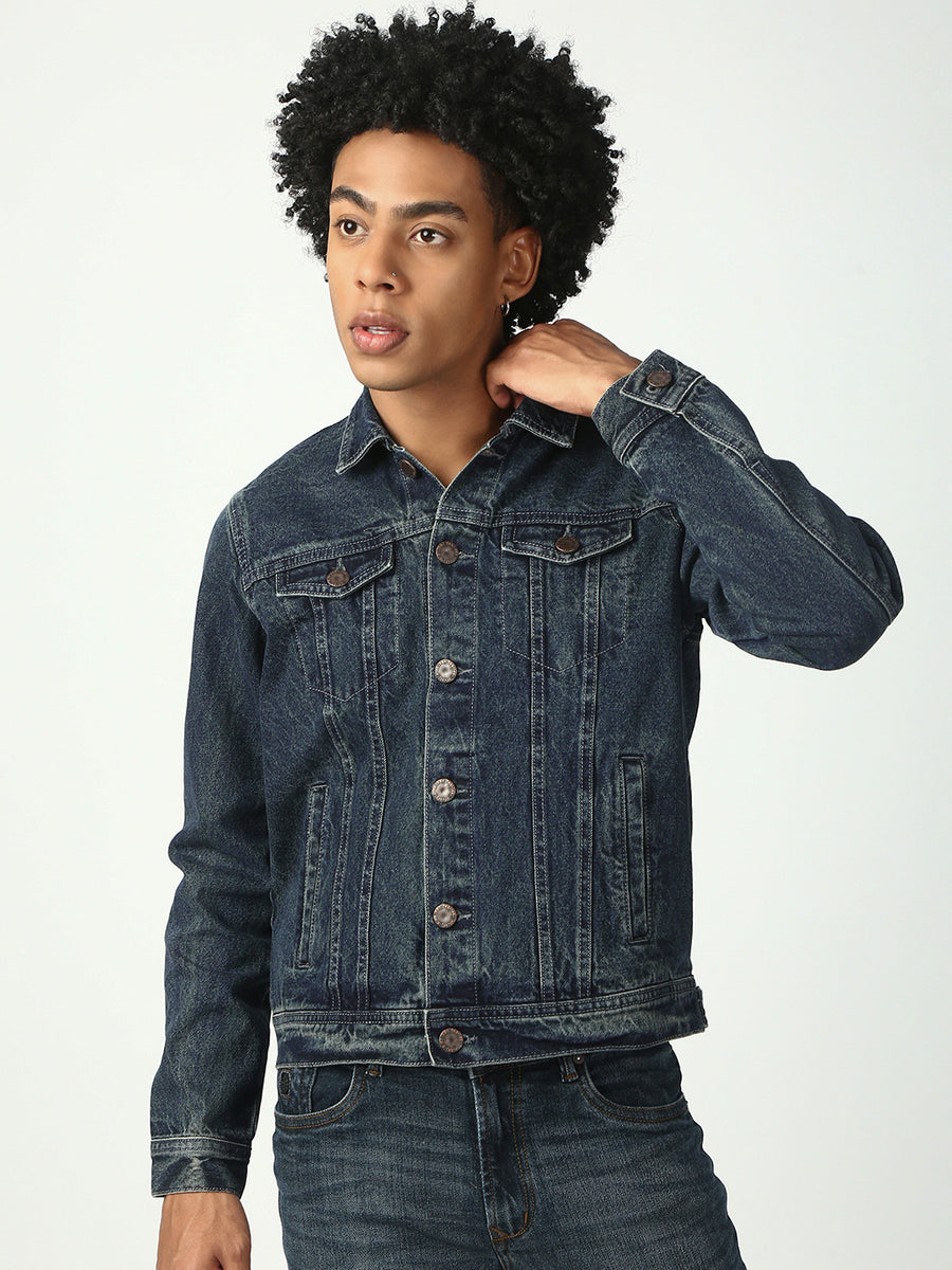 Vintage Blue Slim Fit Denim Jacket