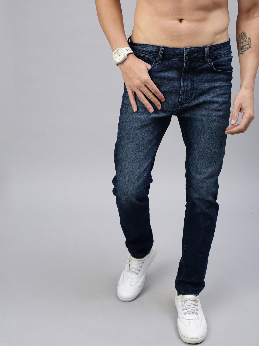 Vintage Blue Straight Stretchable Jeans