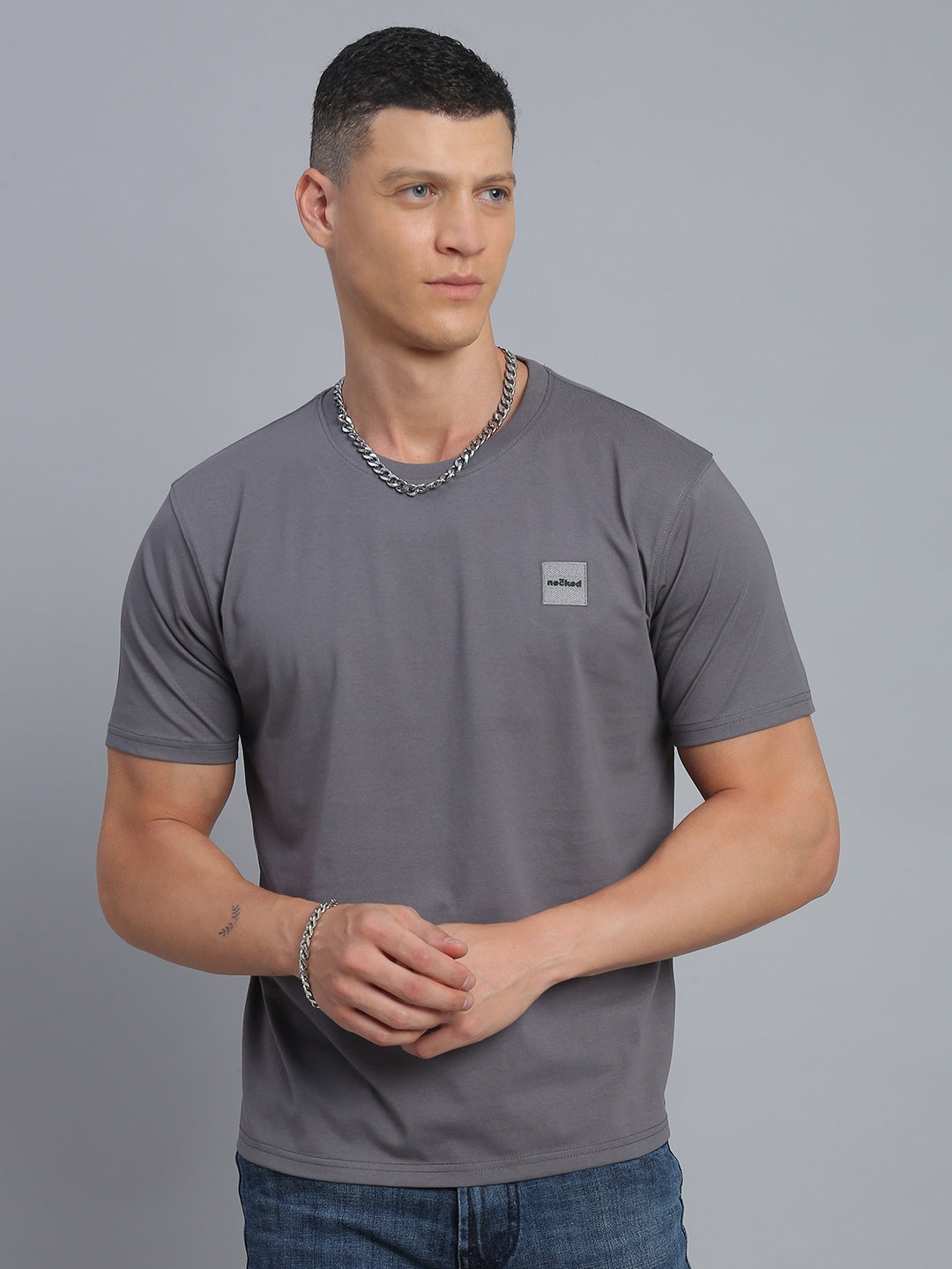 Smoke Grey Polo Cotton T-Shirt