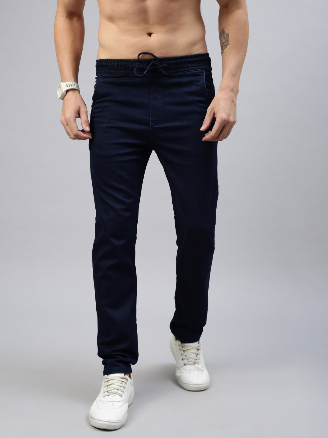 Dark Blue Slim Fit Cross Pocket Joggers
