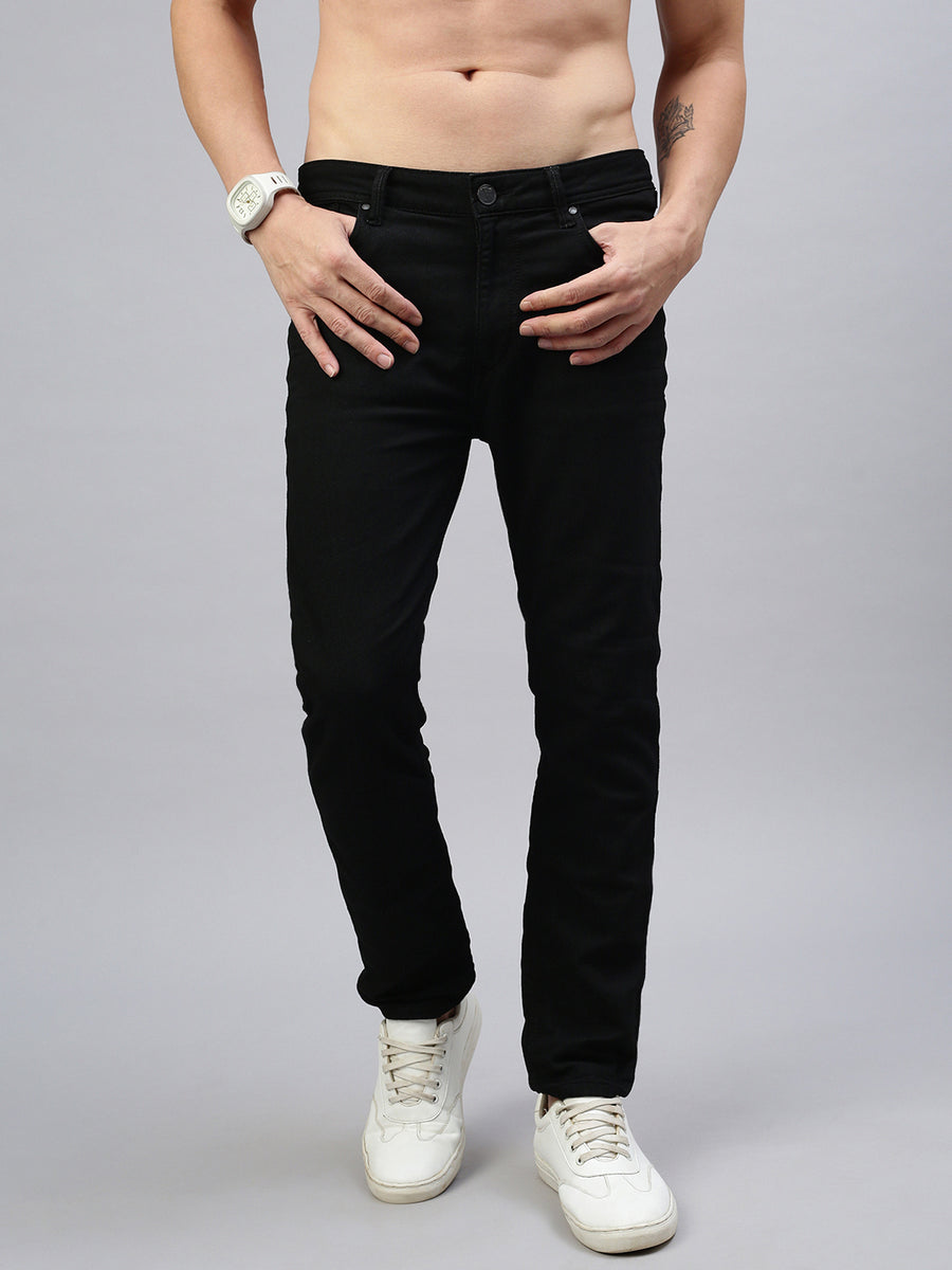 Black Strait Fit Stretchable Jeans