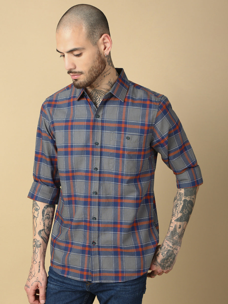 Checks Full Sleeve Relax Shirt With Pocket
