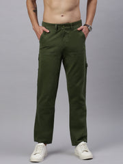 Olive Straight Fit Men’s Cotton Pants