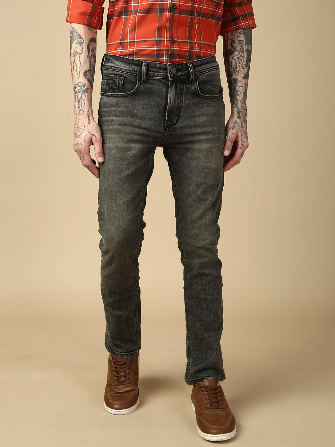 Vintage Dark Gray Slim Fit Stretchable Jeans
