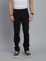 Black Regular Straight Fit Stretchable Jeans