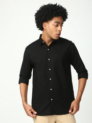 Black Full Sleeve Slim Shirt With Pocket