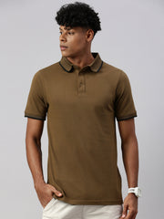 Khakhi  Polo Collar Half T-Shirt