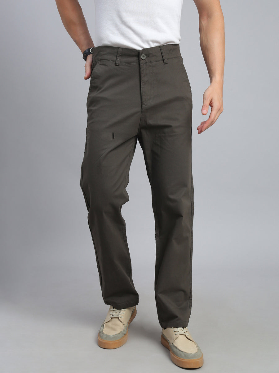 Olive Straight Fit Chinos Paint