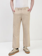 Cream Relax Fit Cross Pocket Drill Linen Pants