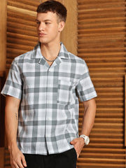 Checks Half Sleeve Oversize Shirt With Pocket