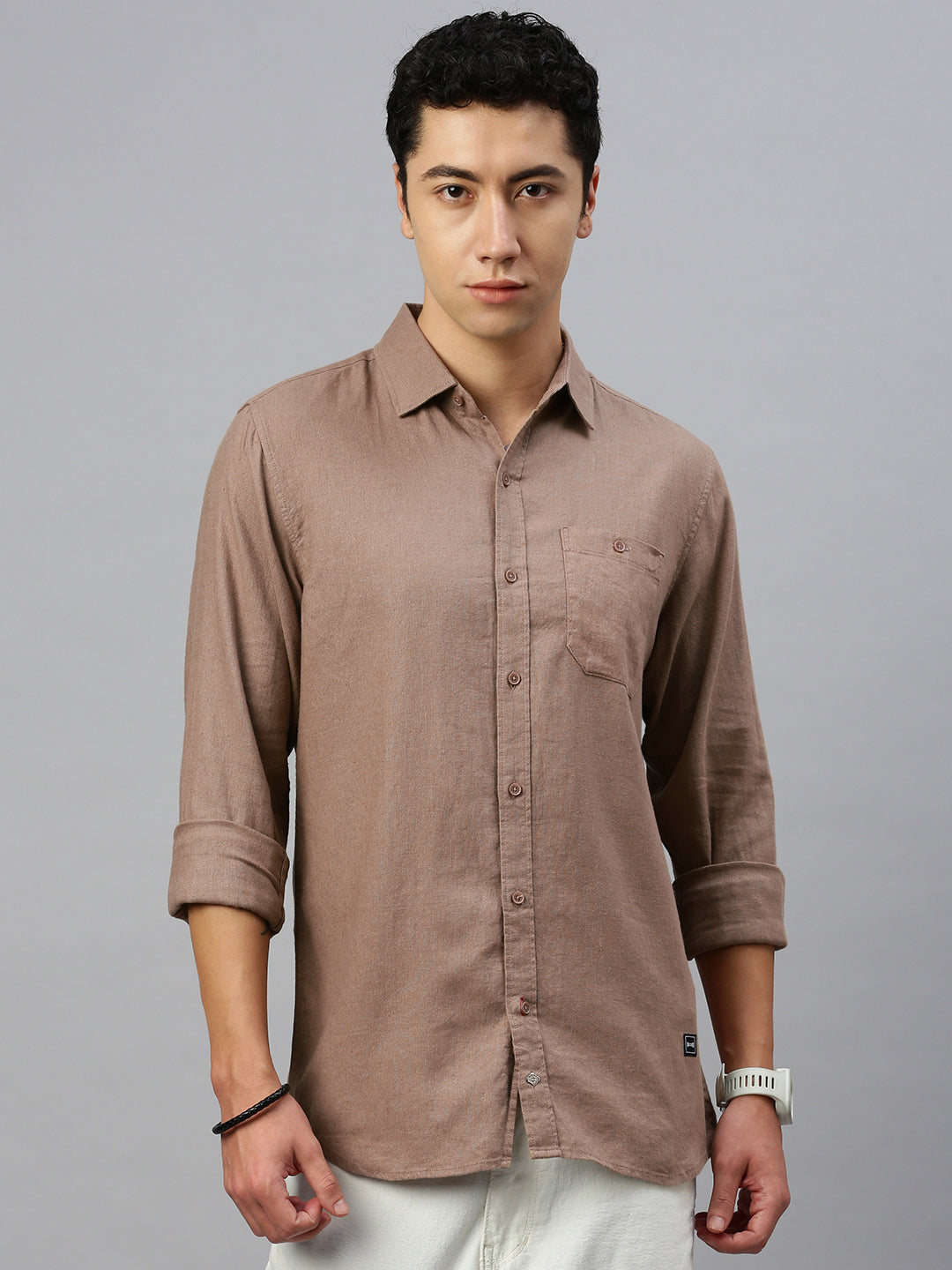 Brown Linen Shirt With Pocket