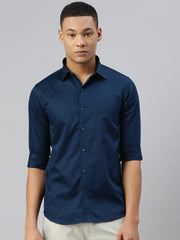 Blue Herringbone Shirt Without Pocket