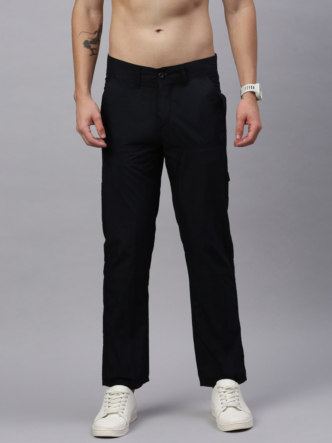 Black Straight Fit Men’s Cotton Pants