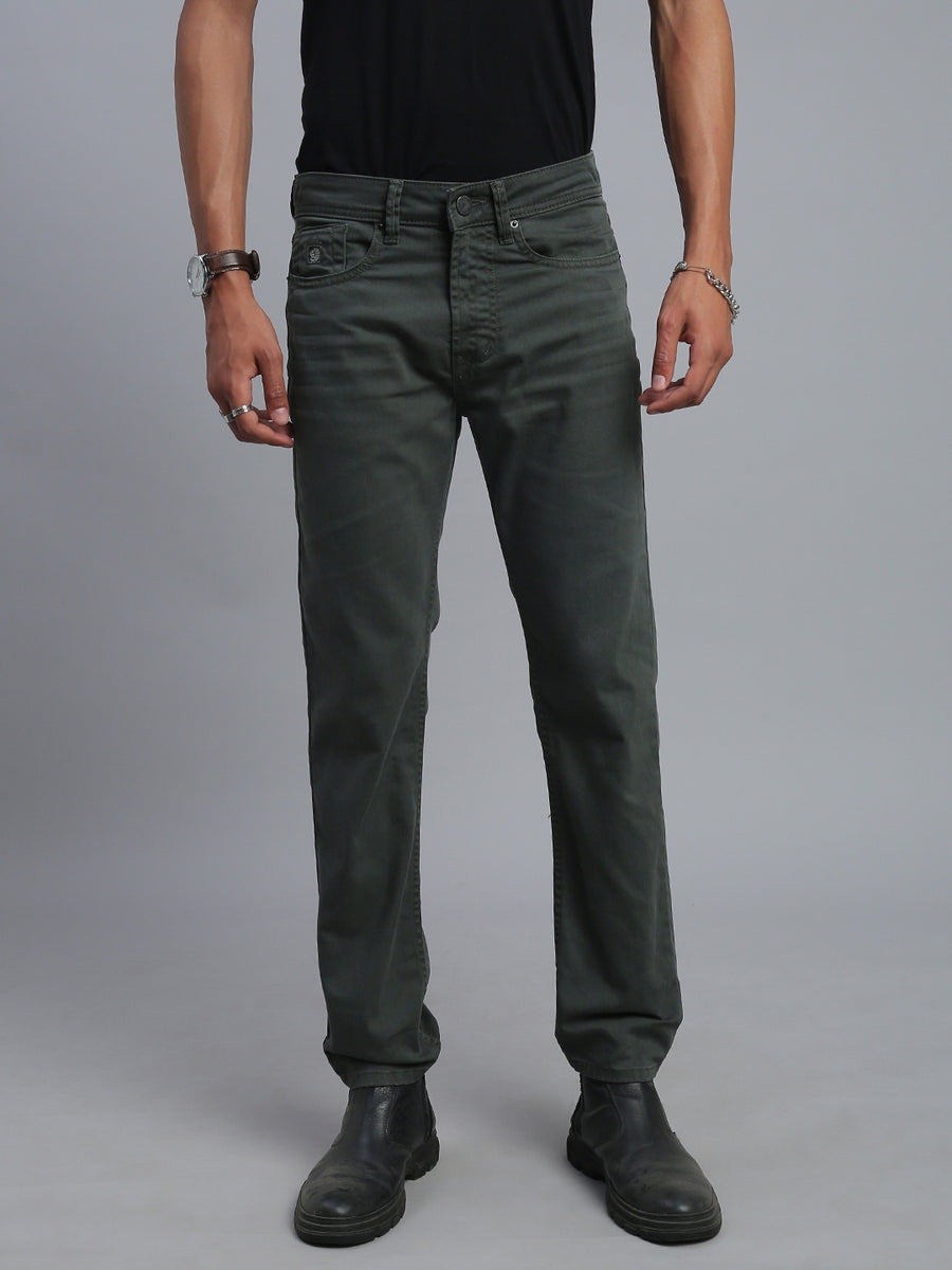 Olive Green Comfort Slim Fit Stretchable Jeans