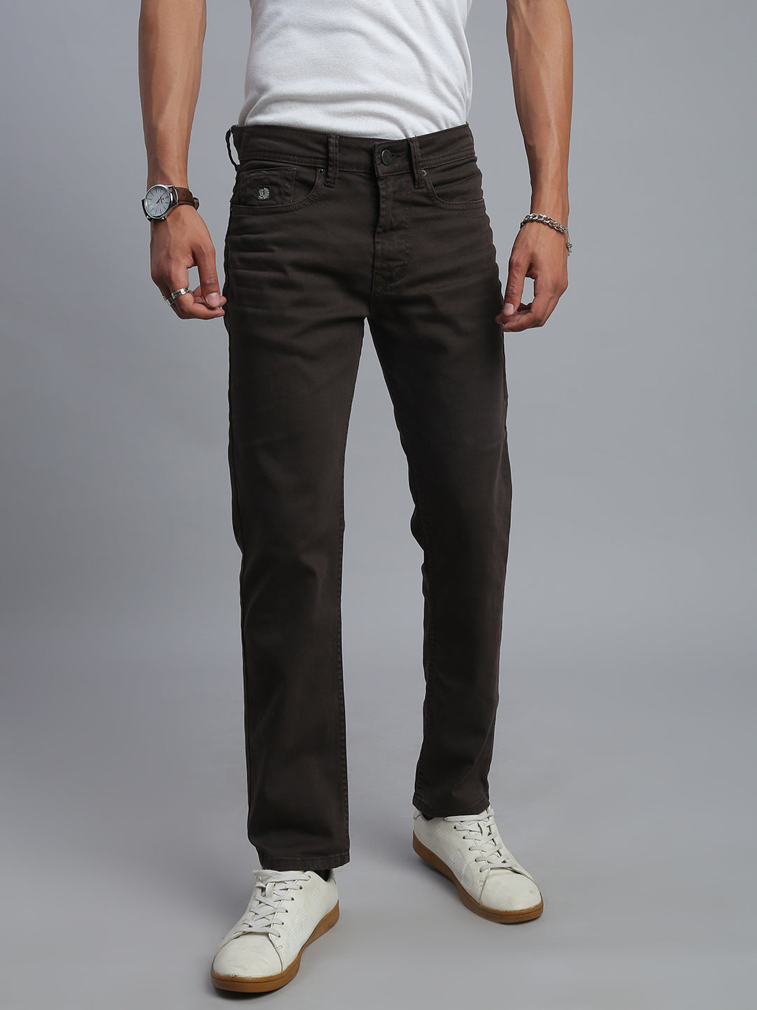 Brown Comfort Slim Fit Stretchable Jeans