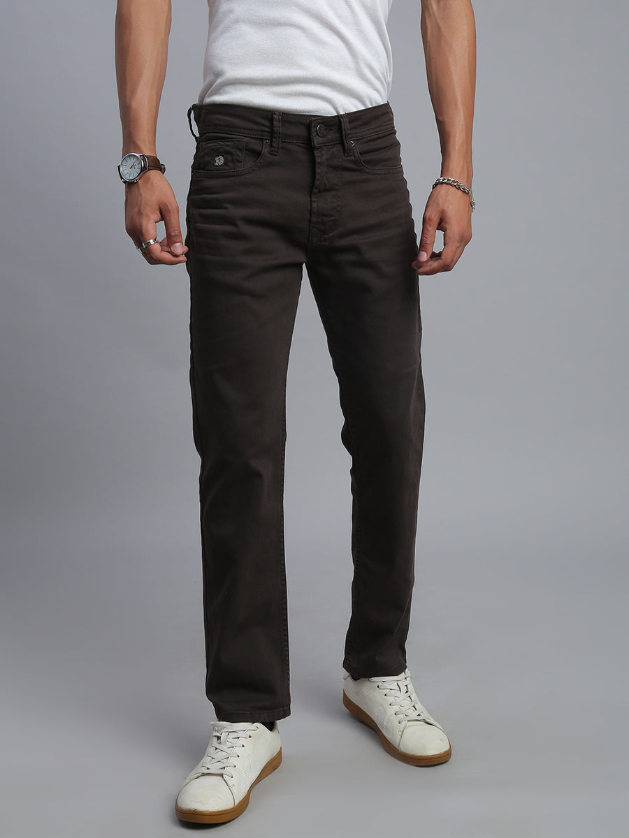 Brown Comfort Slim Fit Stretchable Jeans