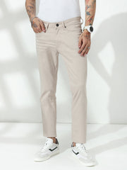 Cream  Slim  Fit Cross Pocket  Satin  Pants