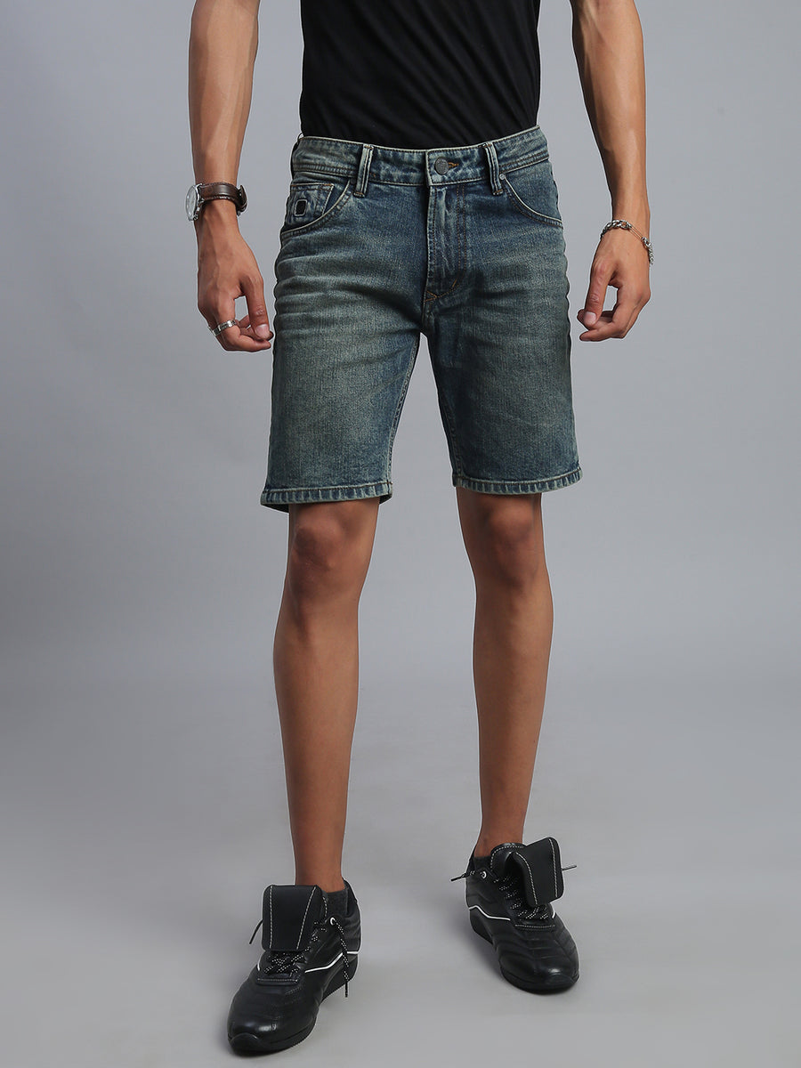 Blue Vintage Slim Fit Shorts