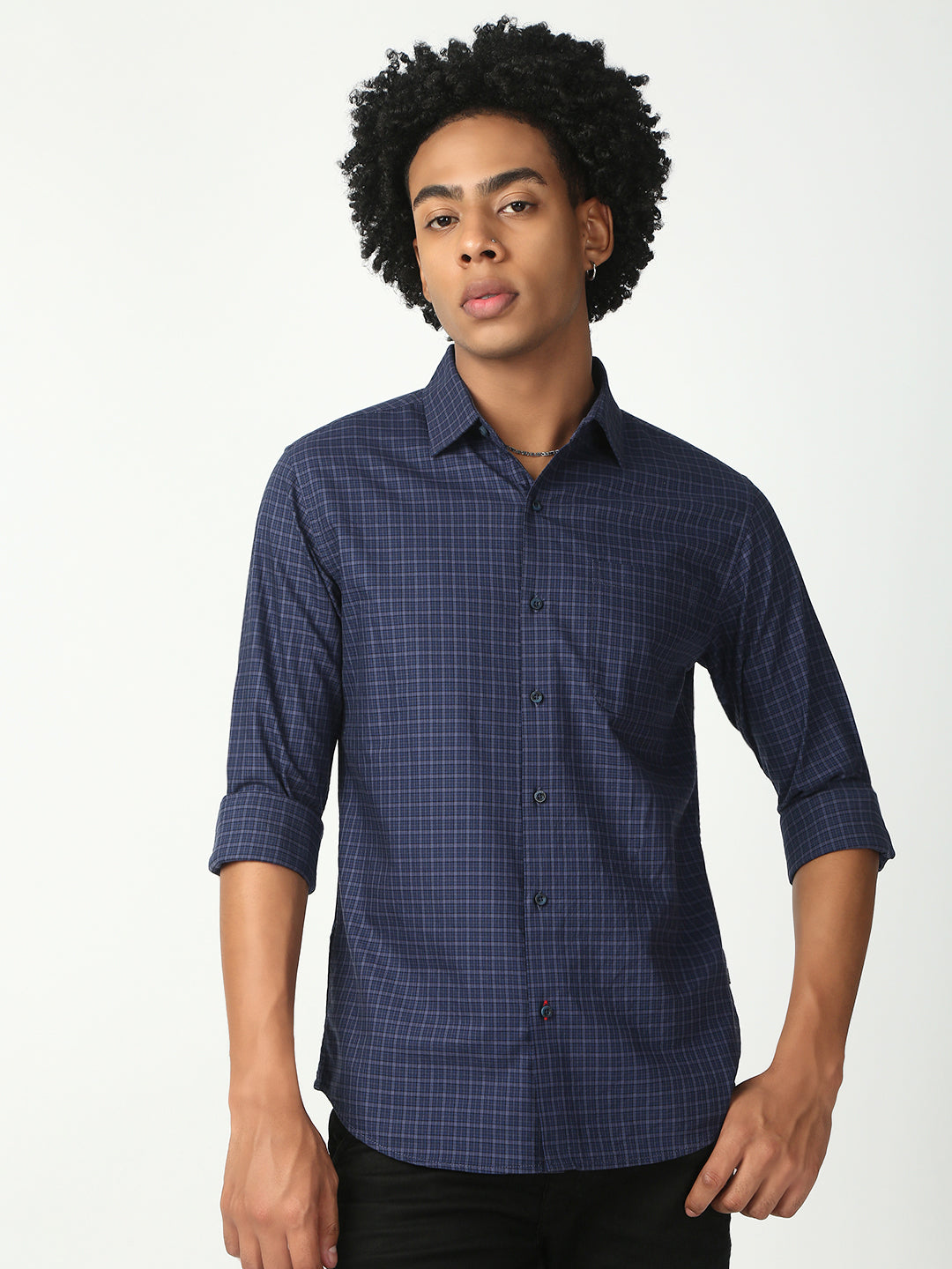 Checks Full Sleeve Slim Shirt With Pocket