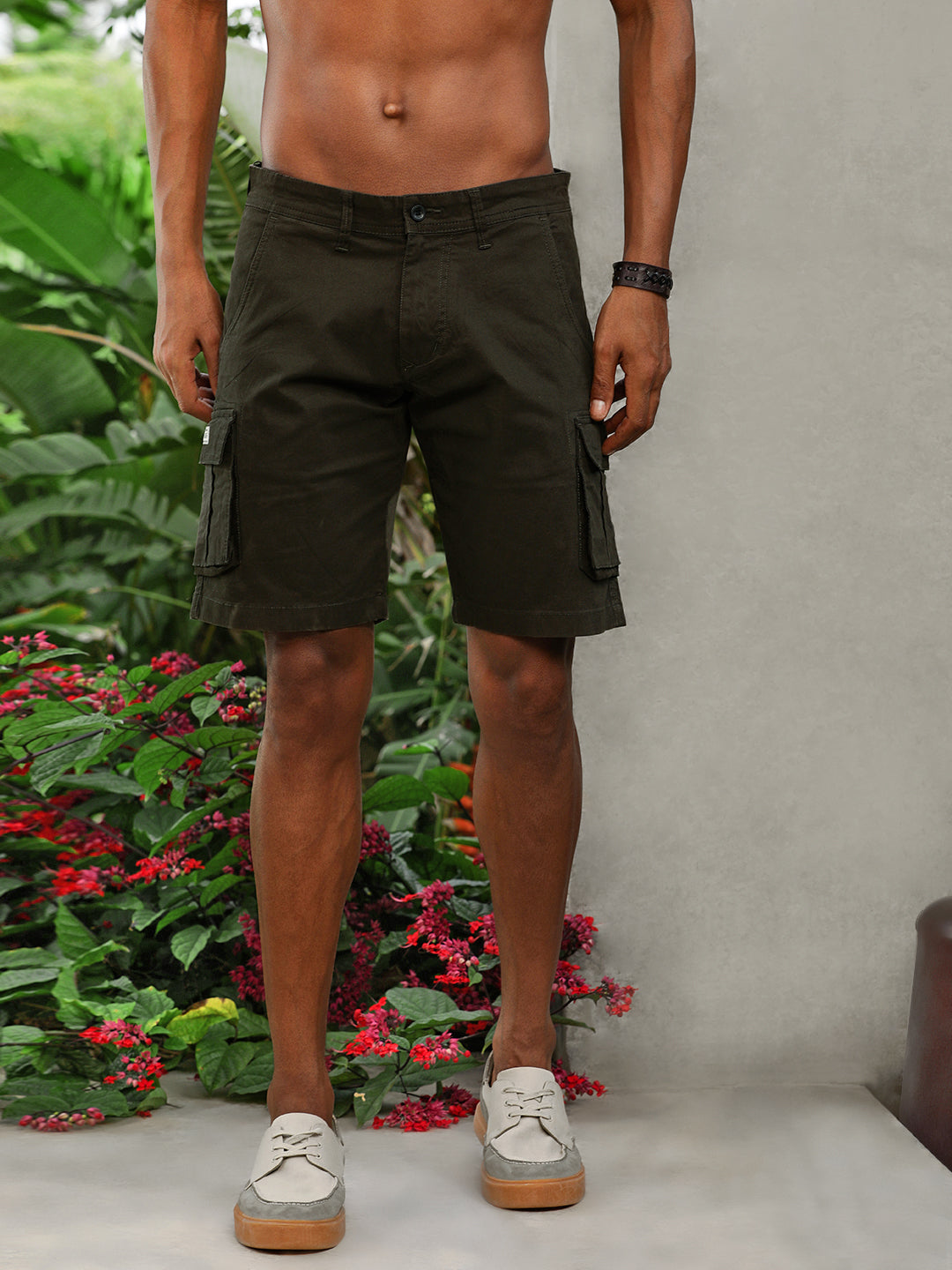 Olive Slim Fit Cargo Shorts