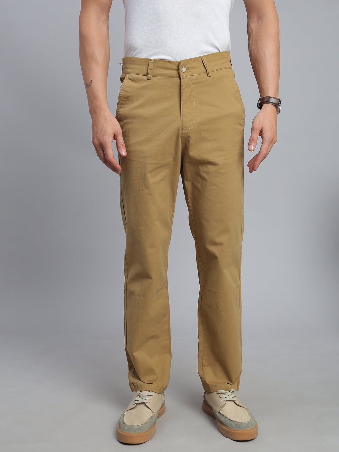 Khakhi Straight Fit Chinos Paint