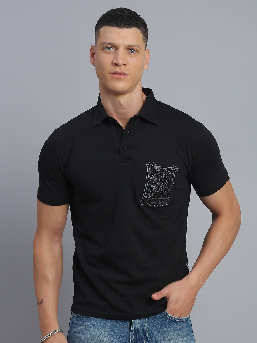 Black Polo Cotton T-Shirt