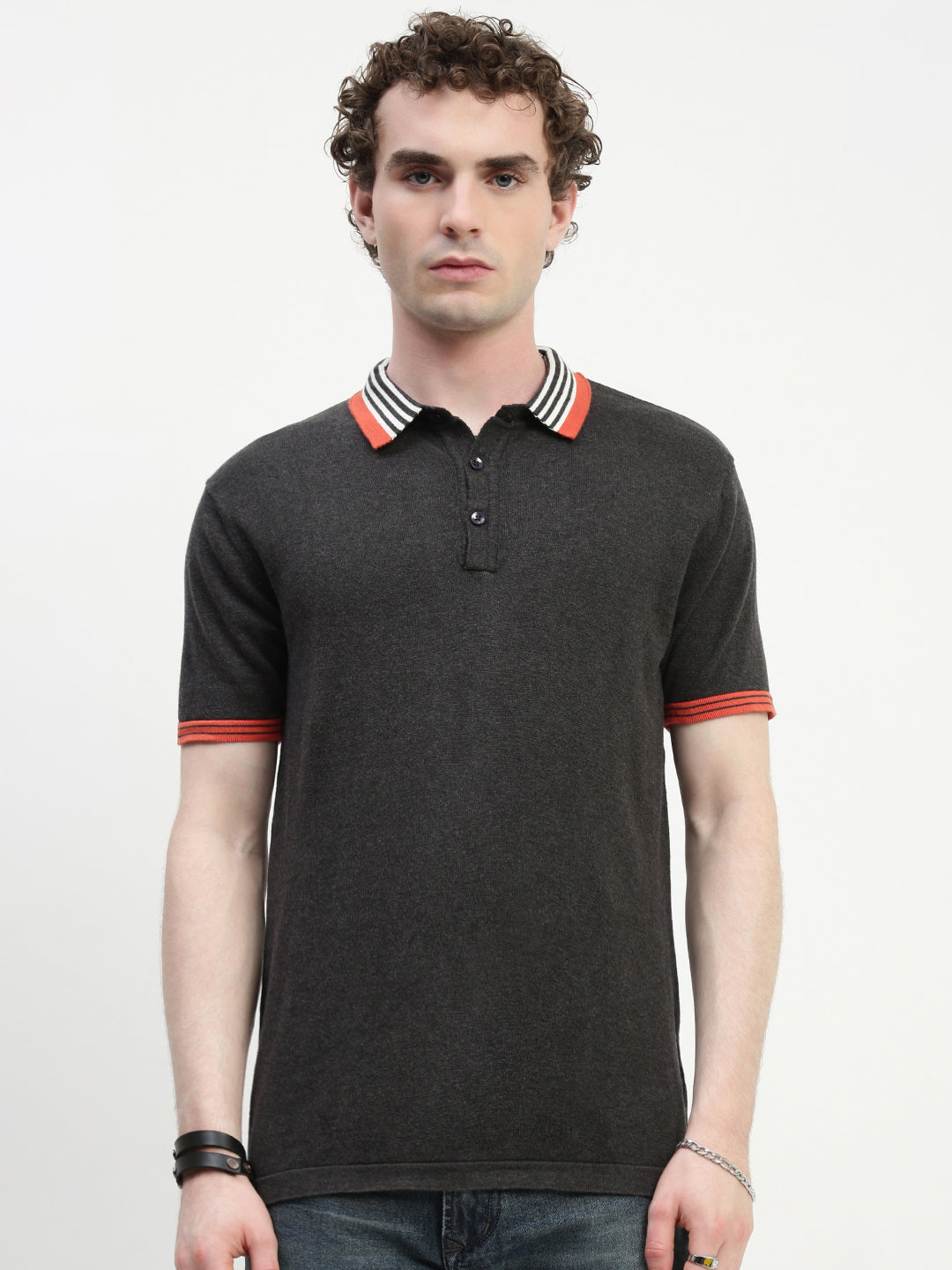 Antra Melange Polo Cotton T-Shirt
