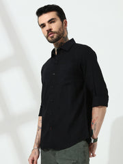 Black Full Sleeve Slim Fit Shirt Without Pocket