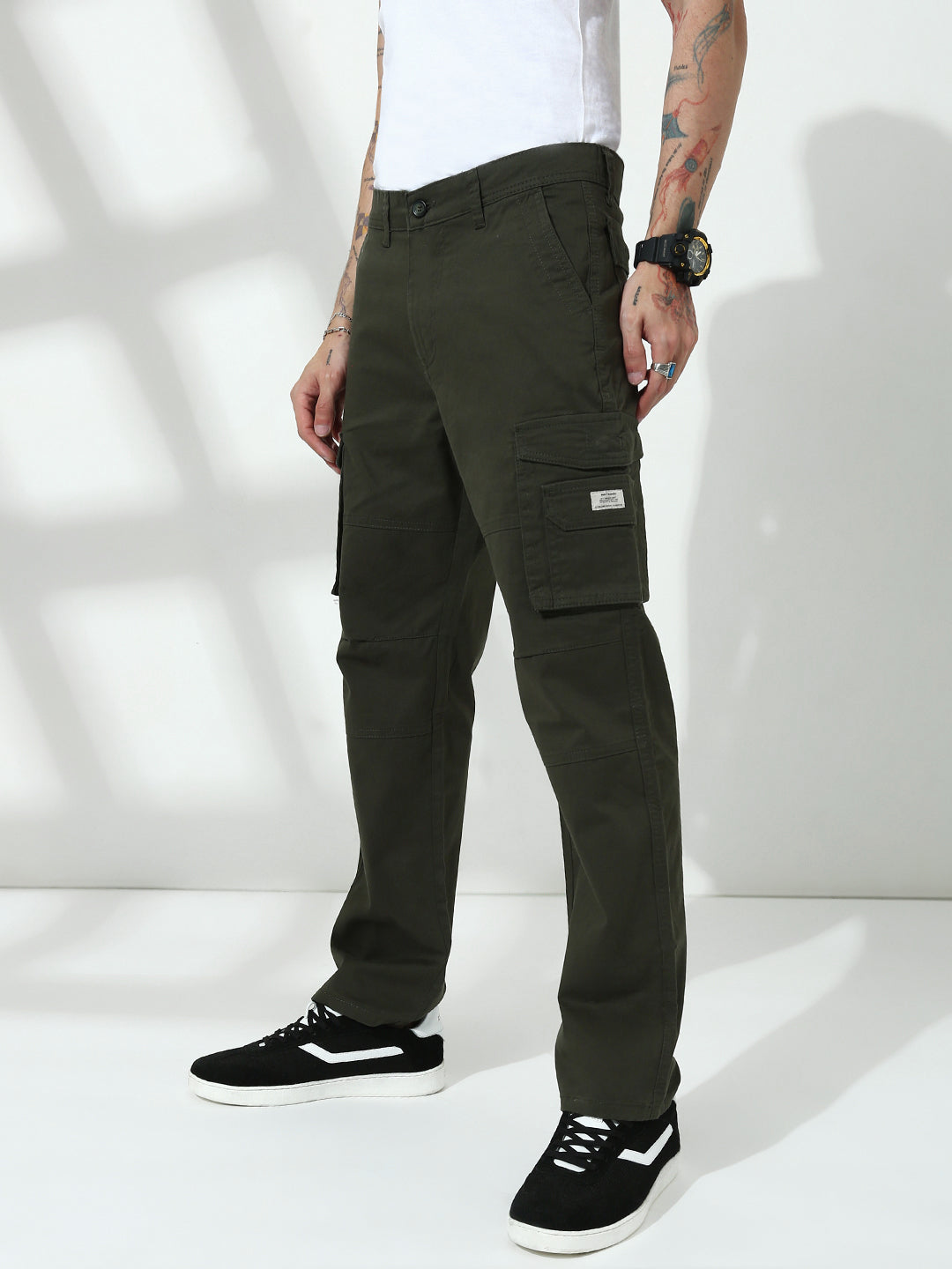 Drak Olive 7Pocket Regular Fit Cargo Paint