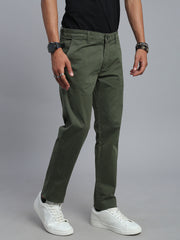 Dark Olive Green Comfort Slim Fit Chinos Paint