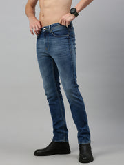 vintage blue low rise slim straight jeans