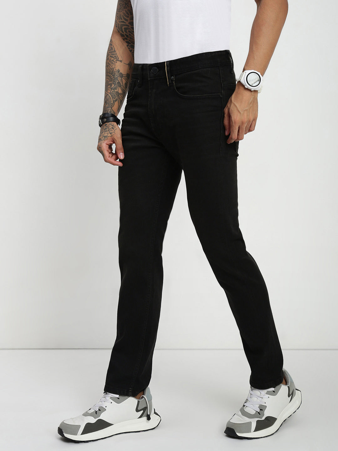 Vintage Carbon Black Slim Straight Fit Selvedge Jeans