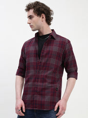 Oxford Checks Full Sleeve Slim Fit Shirt Without Pocket