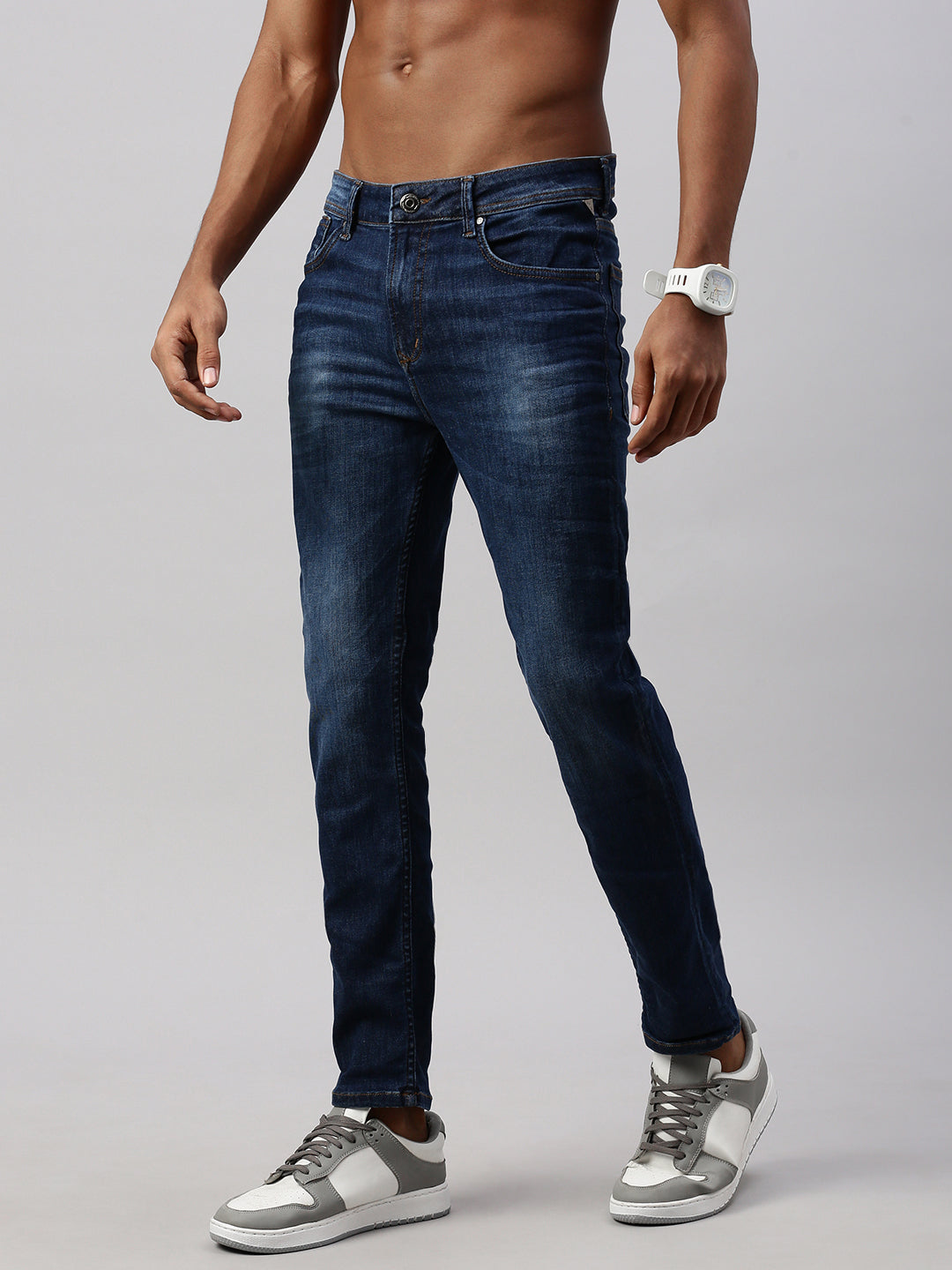 vintage blue low rise skinny straight jeans