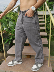 Gray Loose Fit Cotton Jeans