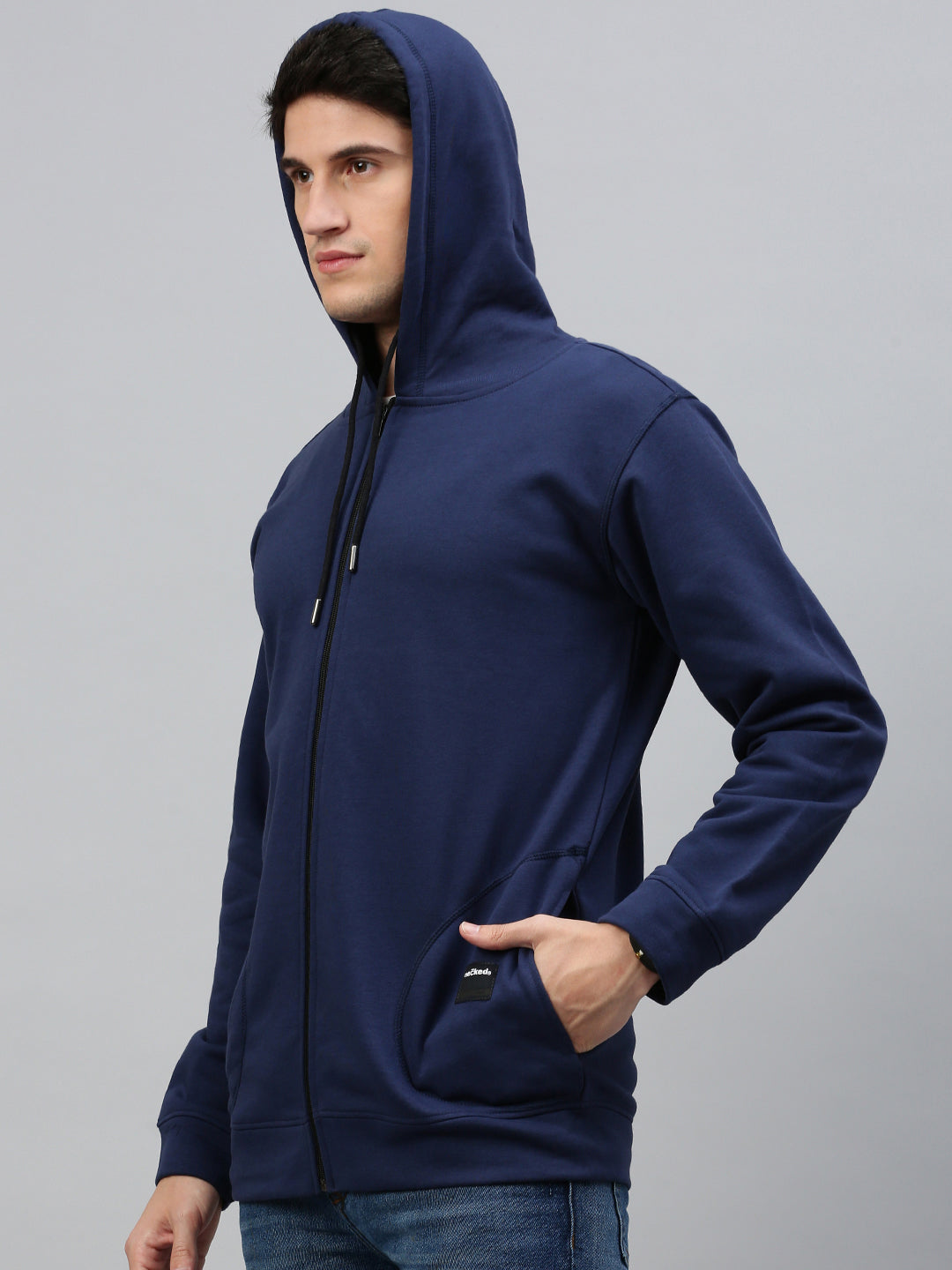 Nevy Blue Men's Hoodies With Full Zip