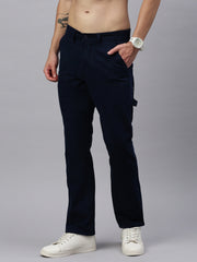 Navy Blue Straight Fit Men’s Cotton Pants