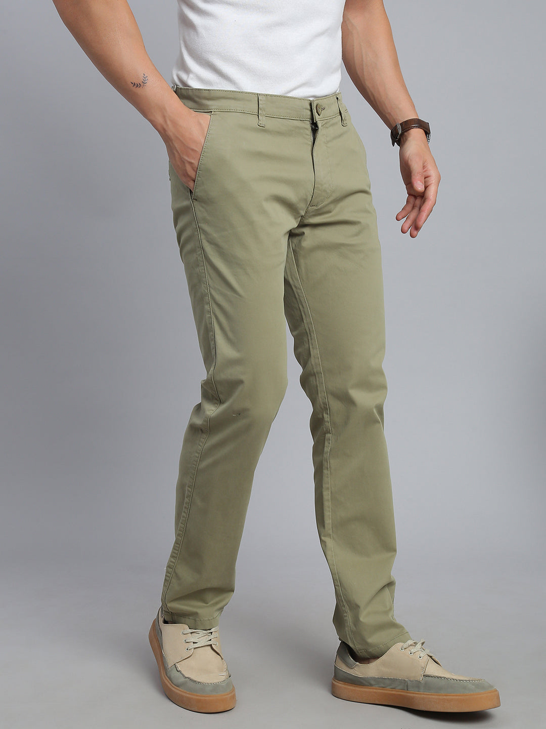 Sage Green Comfort Slim Fit Chinos Paint