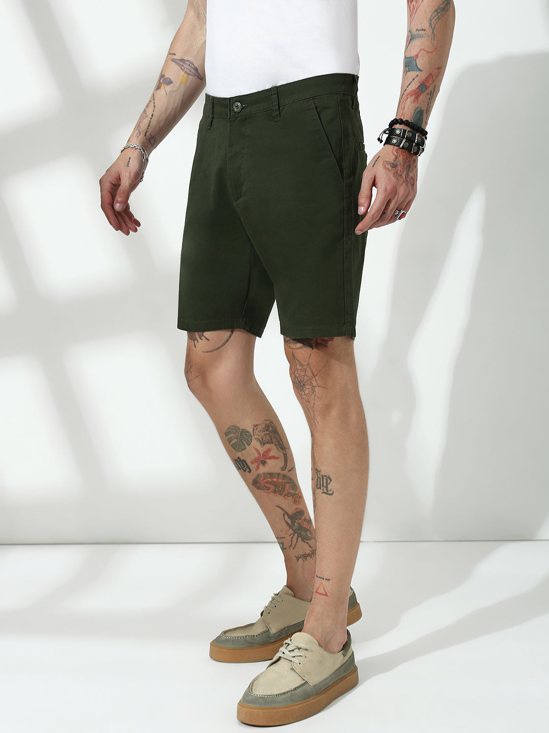 Olive Relax Fit Chinos Shorts