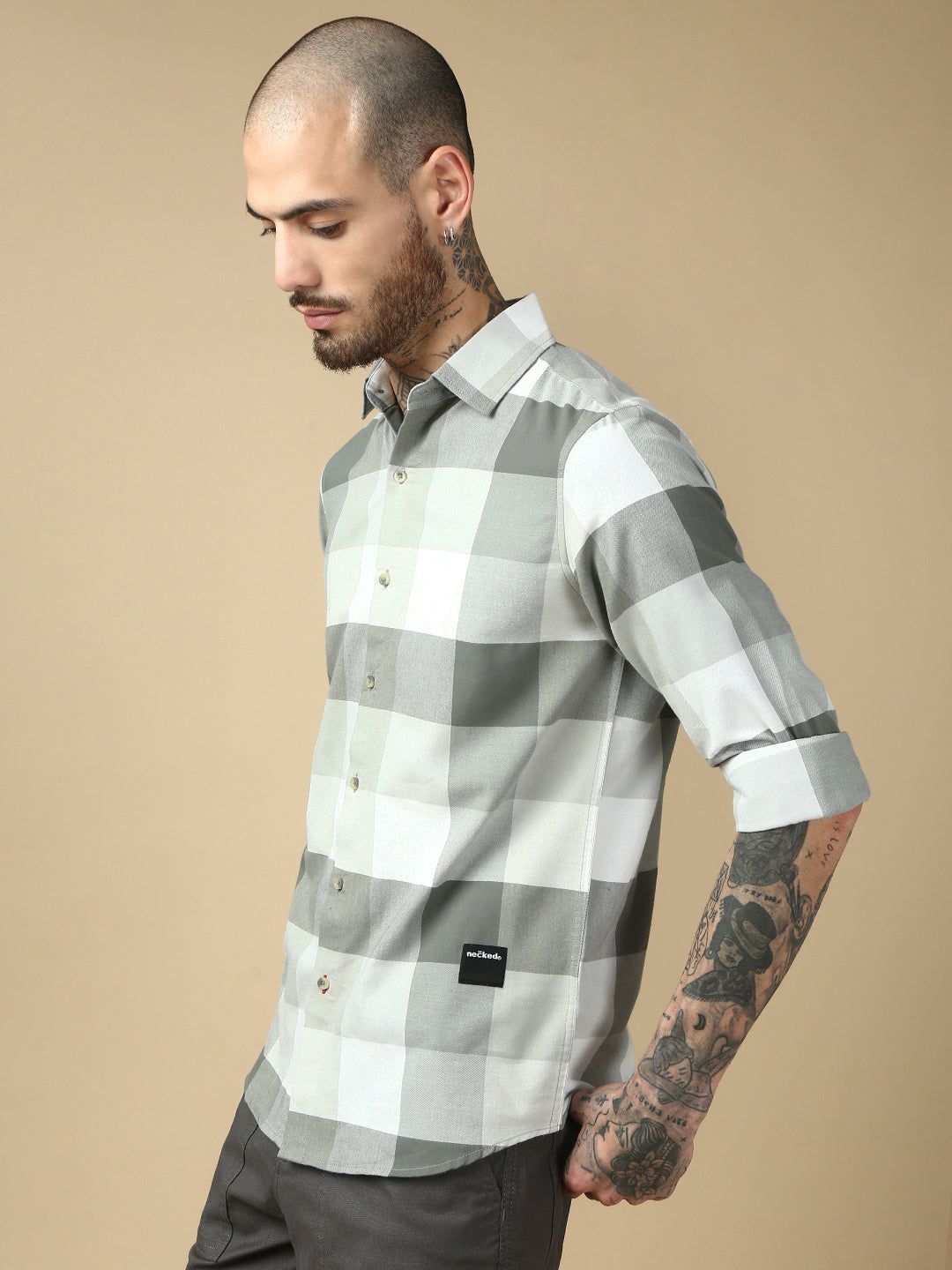 Checks Full Sleeve Slim Shirt Without Pocket