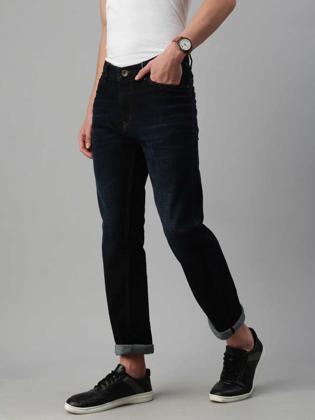 Dark Vintage Blue Slim Straight Fit Stretchable Jeans