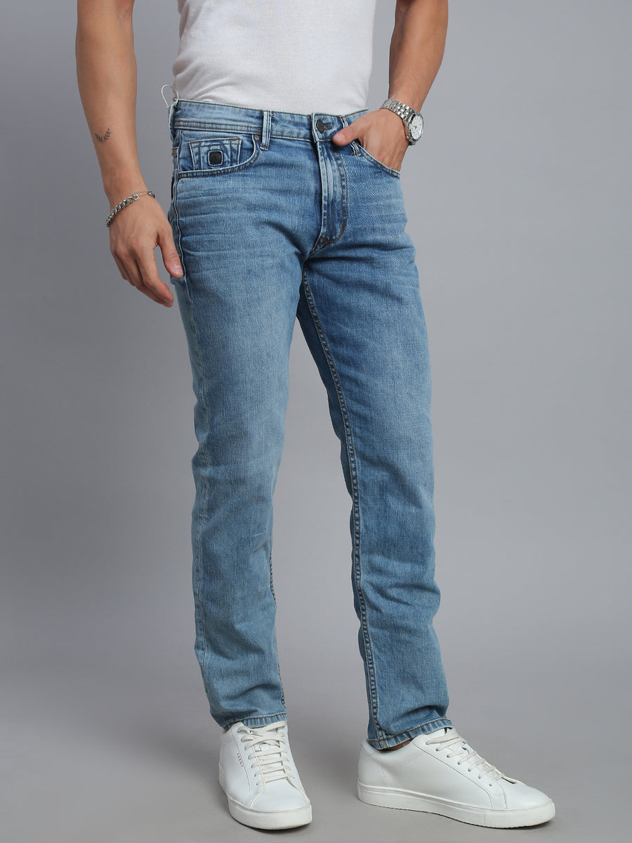Light Blue Comfort Fit Stretchable Jeans