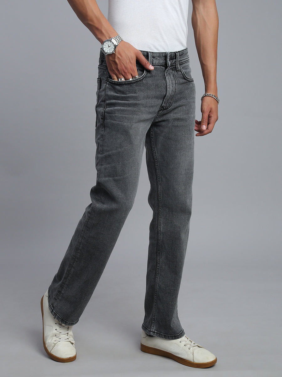 Grey Boot Cut Fit Stretchable Jeans