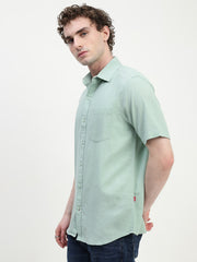 Mint Blue Half Sleeve Relsx Fit Shirt With Pocket