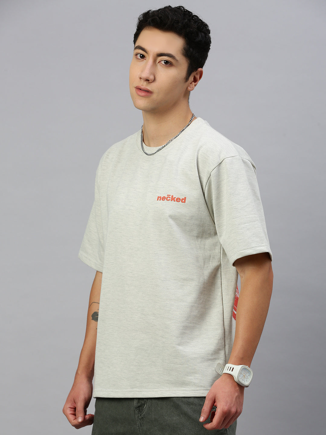 Printed Round Neck Oversize Half Sleeve T-Shirt