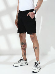 Black Detachable Convertable Regular Fit Cargo Paint