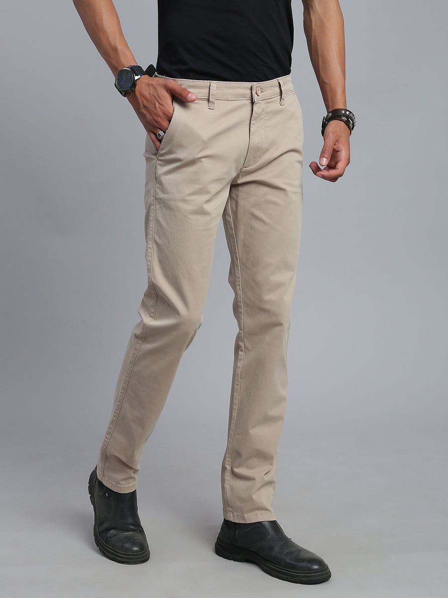 Beige Comfort Slim Fit Chinos Paint